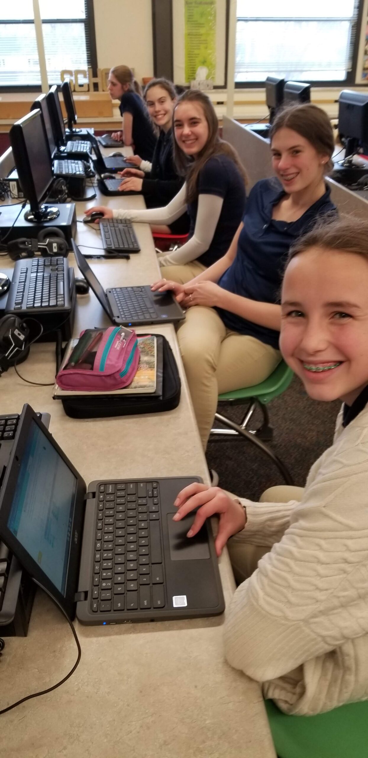 Our Lady of Lourdes Catholic School students in computer lab