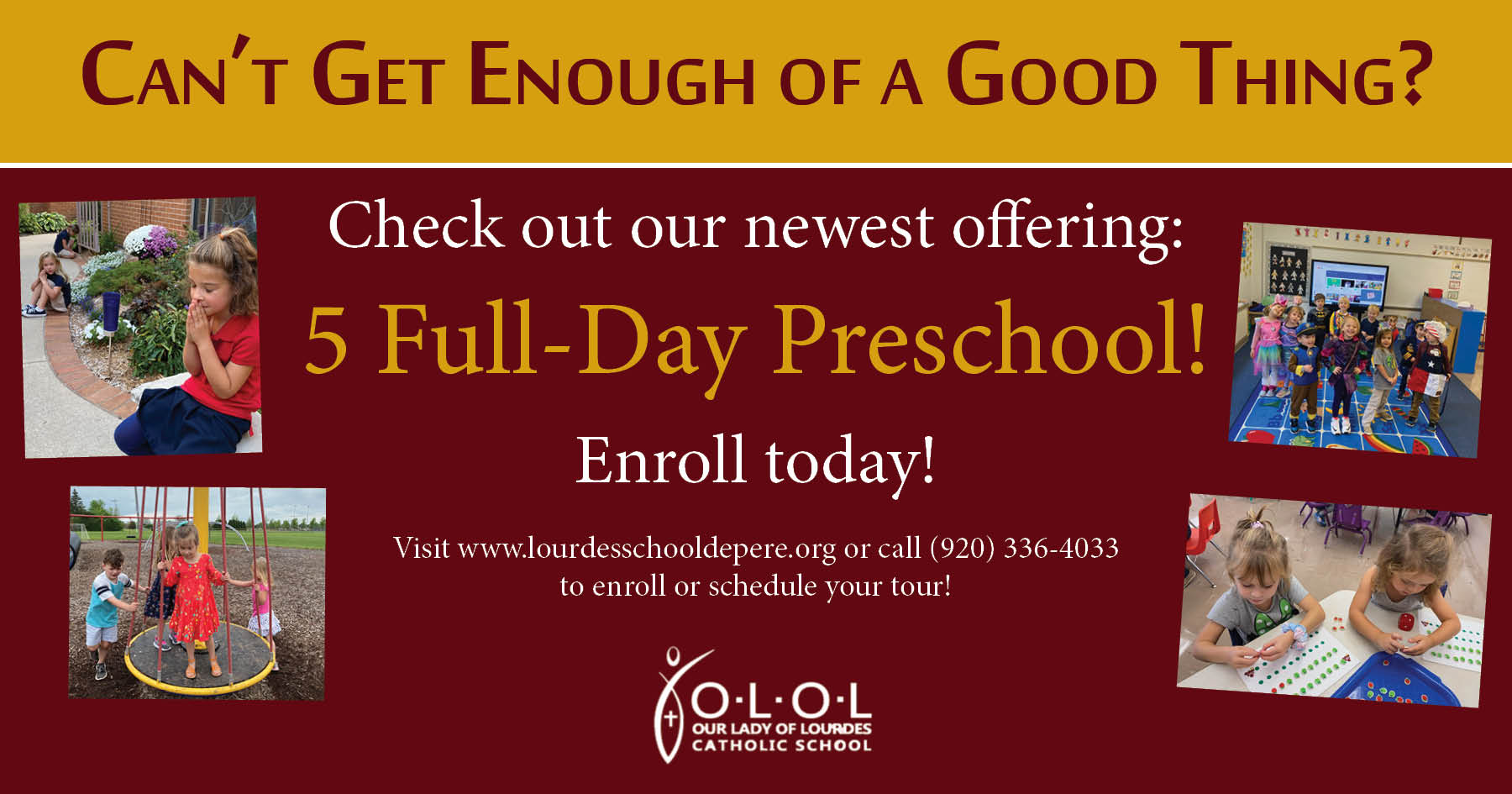 Our Lady of Lourdes Catholic School Preschool ad
